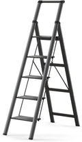 5 Step Ladder Folding Step Stool with Handgrip - Stable 300 lb