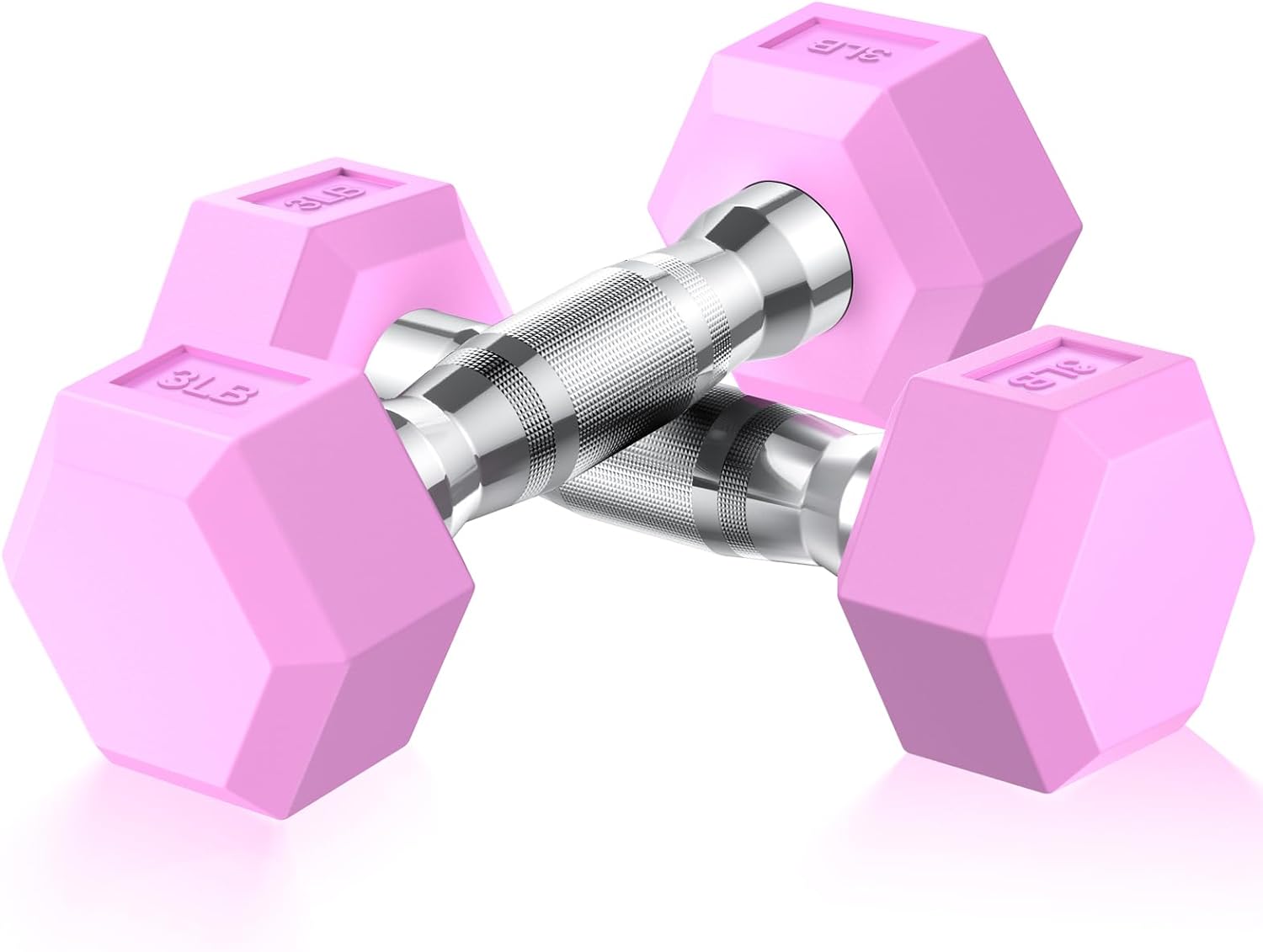 Portzon Pink Dumbbells Set | Anti-Slip Hex Design