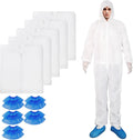 Disposable White Hazmat Coveralls 5 Pack Large - Breathable SMS