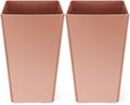 Set of 2 16 in Large Taper Planters - Tall Gold Pink Planter