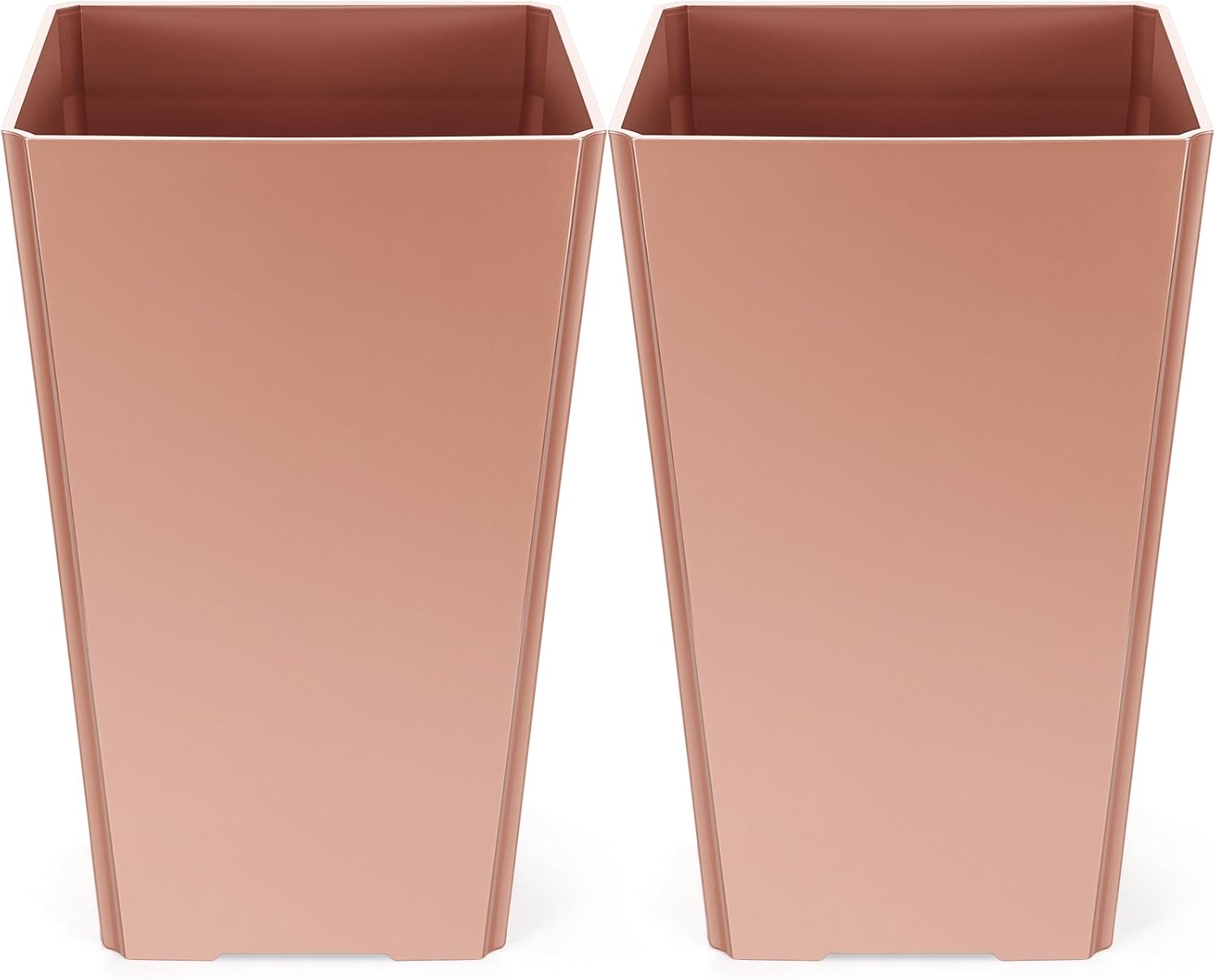Set of 2 16 Inch Tall Resin Flower Pots for Indoor Outdoor Use
