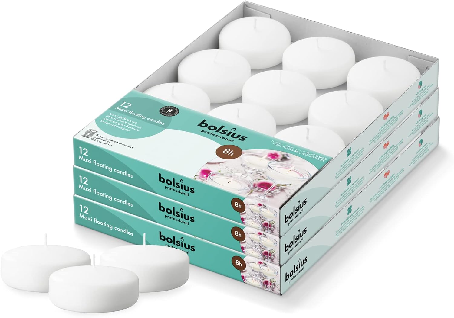 BOLSIUS 3 Inch White Floating Candles for Elegant Events
