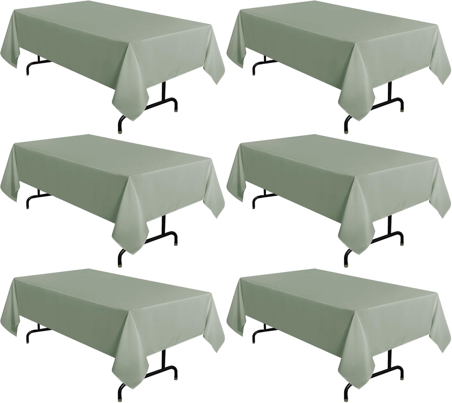 Sage Green Tablecloth 60 x 102 Inch for 6 Feet Tables - 6 Pack