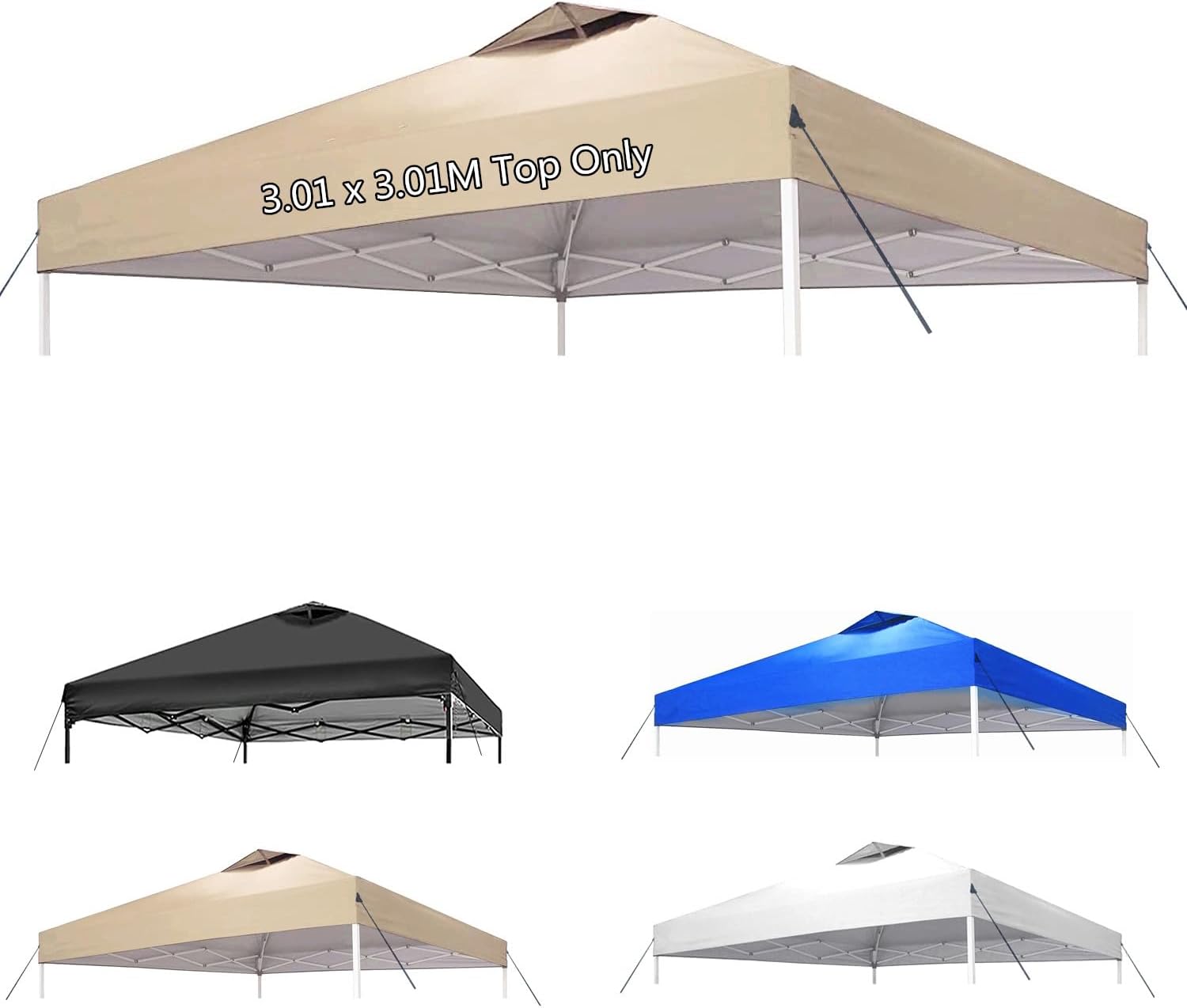 Waterproof 10x10 Canopy Top - Sunshade Silver Coated Oxford Cloth - Outdoor Ready