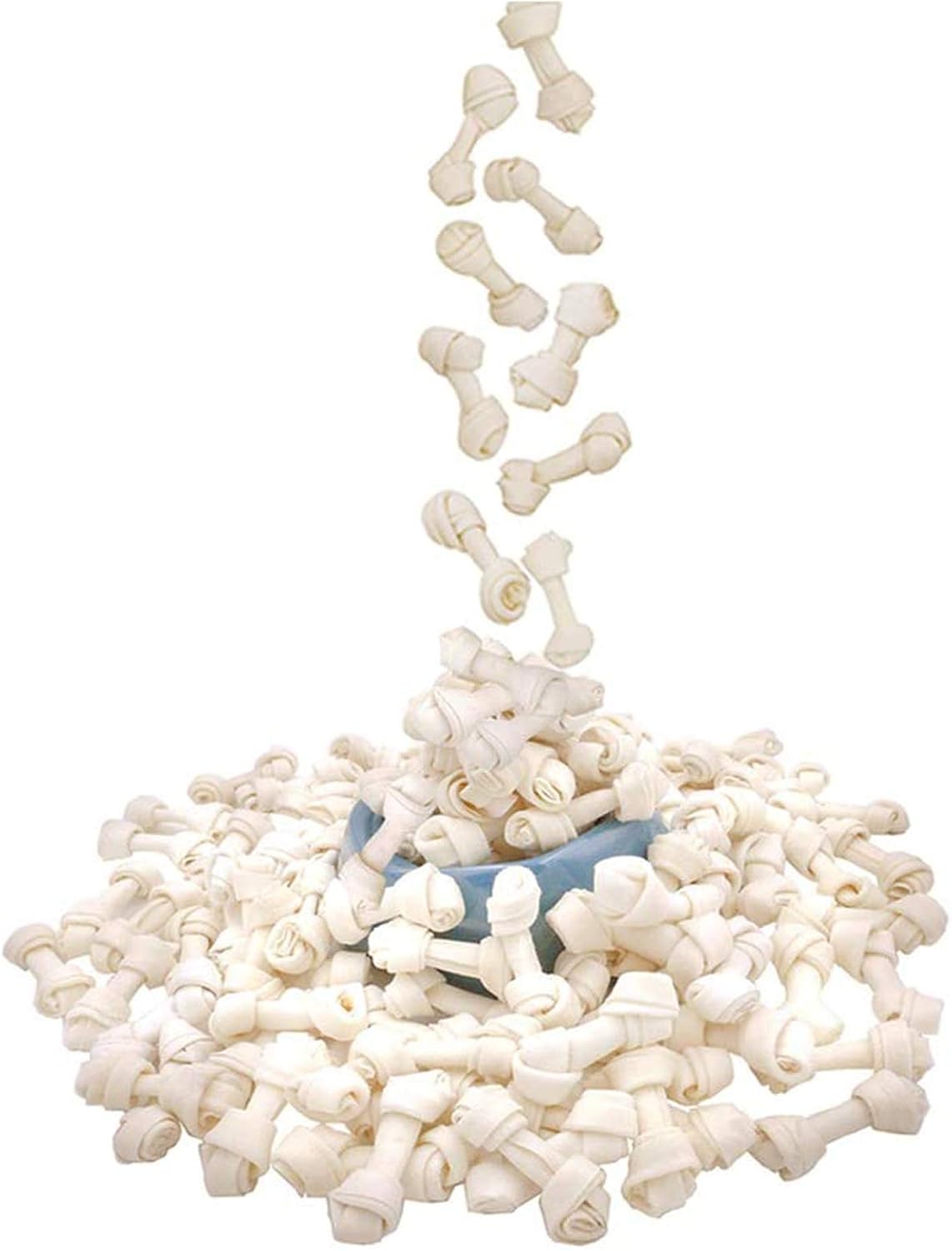 MON2SUN Dog Rawhide Knot Bones for Small Dogs - 100 Count
