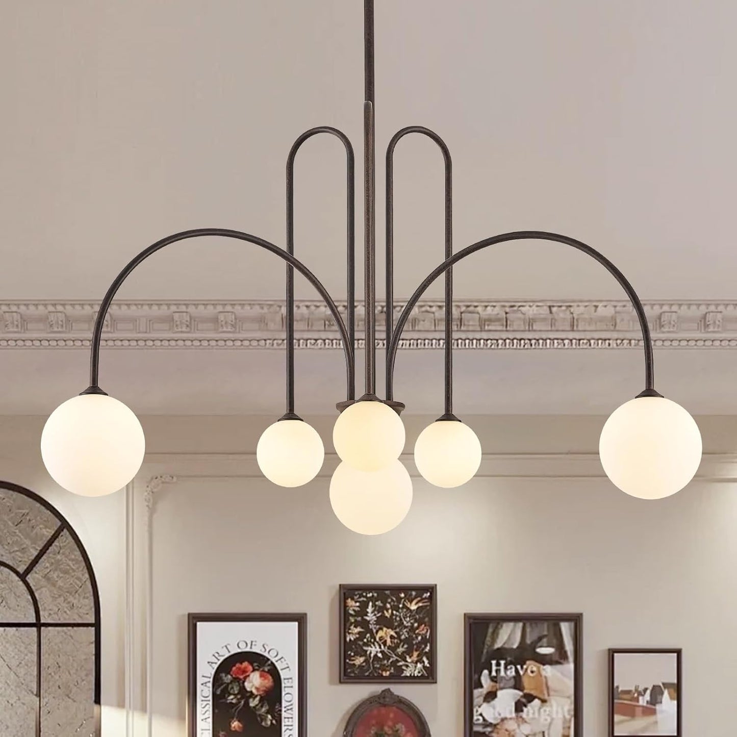 Sputnik Chandelier Brown with 6 Lights for Modern Spaces