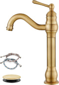 gotonovo Single Handle Vessel Sink Faucet 360 Swivel - Antique Brass