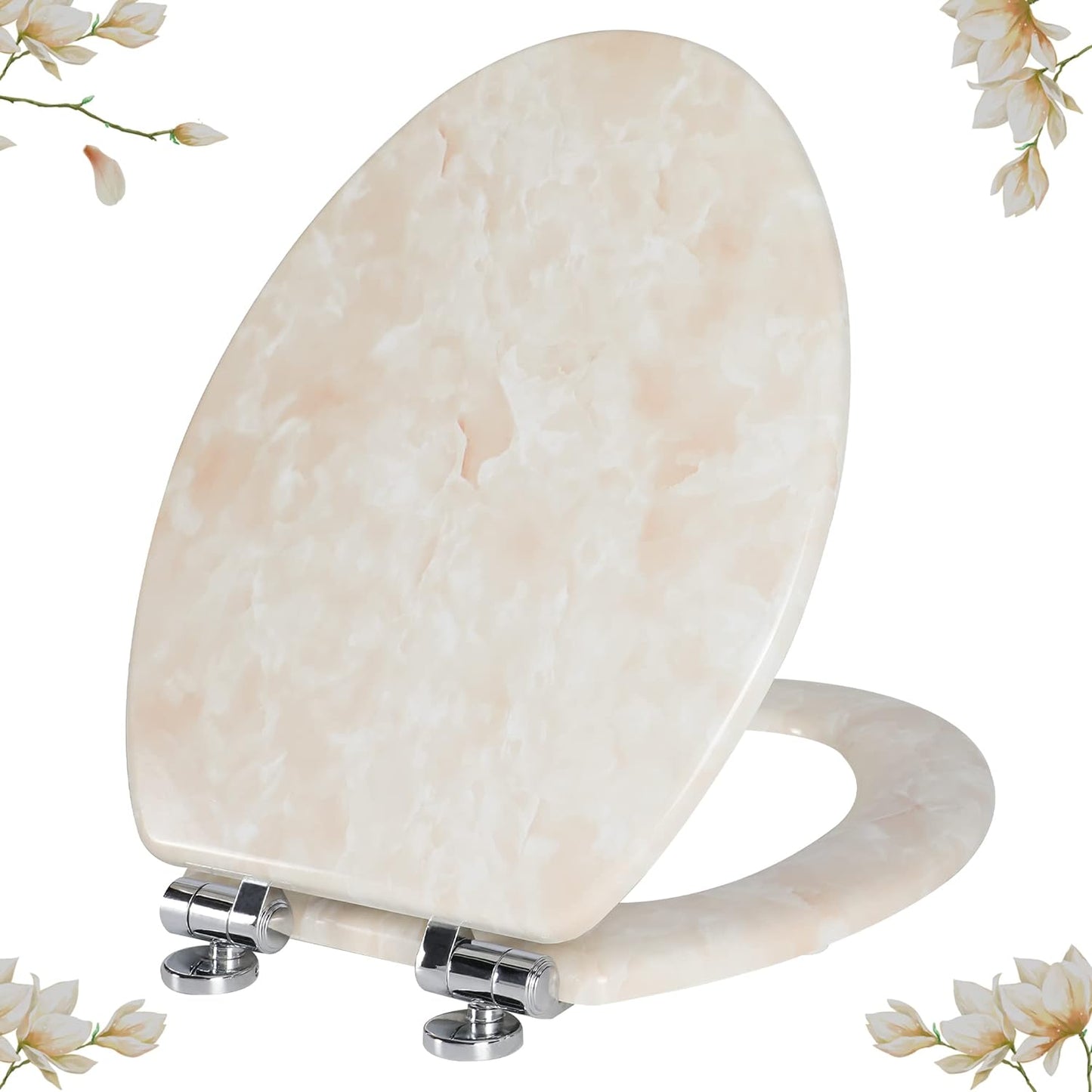 Durable Elongated Marble Toilet Seat with Quiet Close Feature