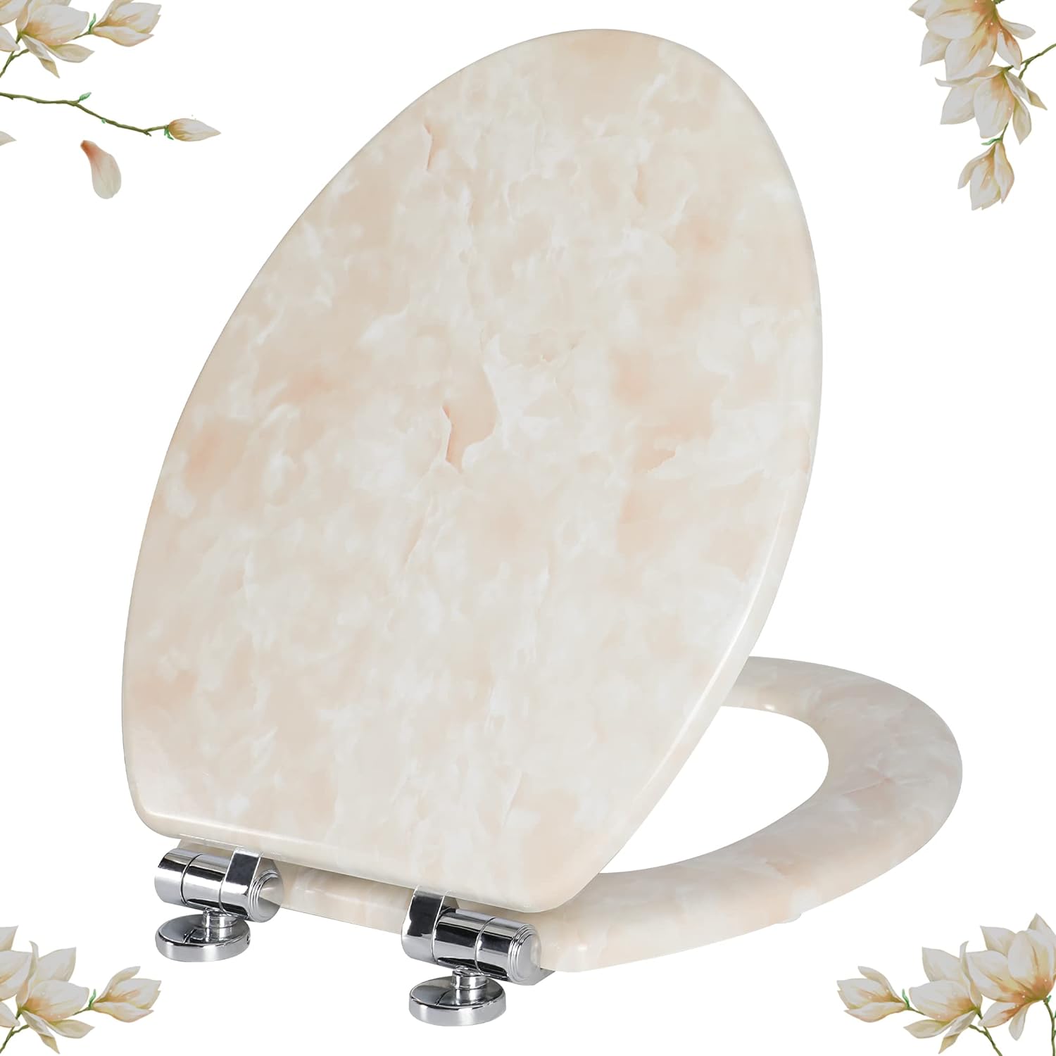 Durable Elongated Marble Toilet Seat with Quiet Close Feature