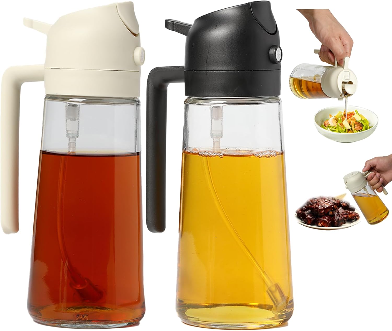 2-Pack 16oz Glass Oil Sprayers - Food-Grade for Cooking