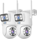 Hiseeu 2Pack Wireless Security Camera Dual Lens PTZ - Color Night