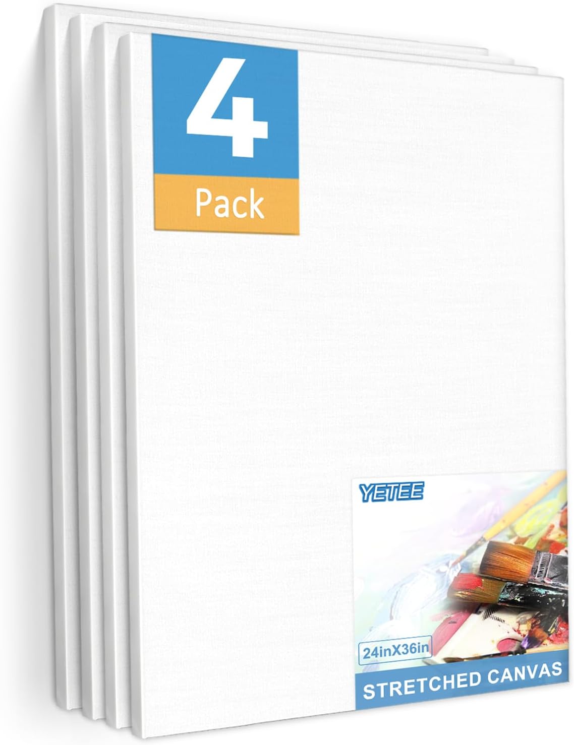 4 Pack Stretched Canvas for Painting 24x36 Inch - Perfect for Art