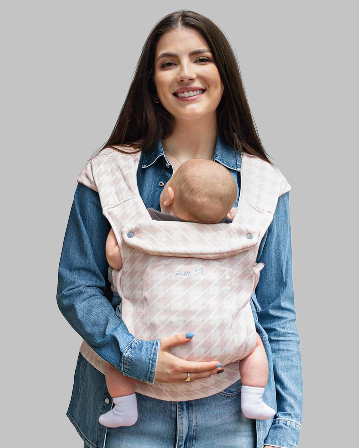 GROWNSY Baby Carrier for Newborns to Toddlers in Tweed Pink