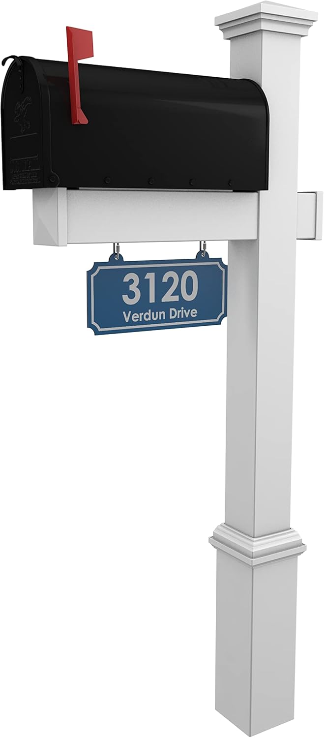 4Ever Products Vinyl Mailbox Post System with Custom Address Plate