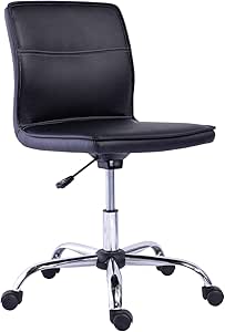 Modern Armless Office Desk Chair - Adjustable Height & Swivel