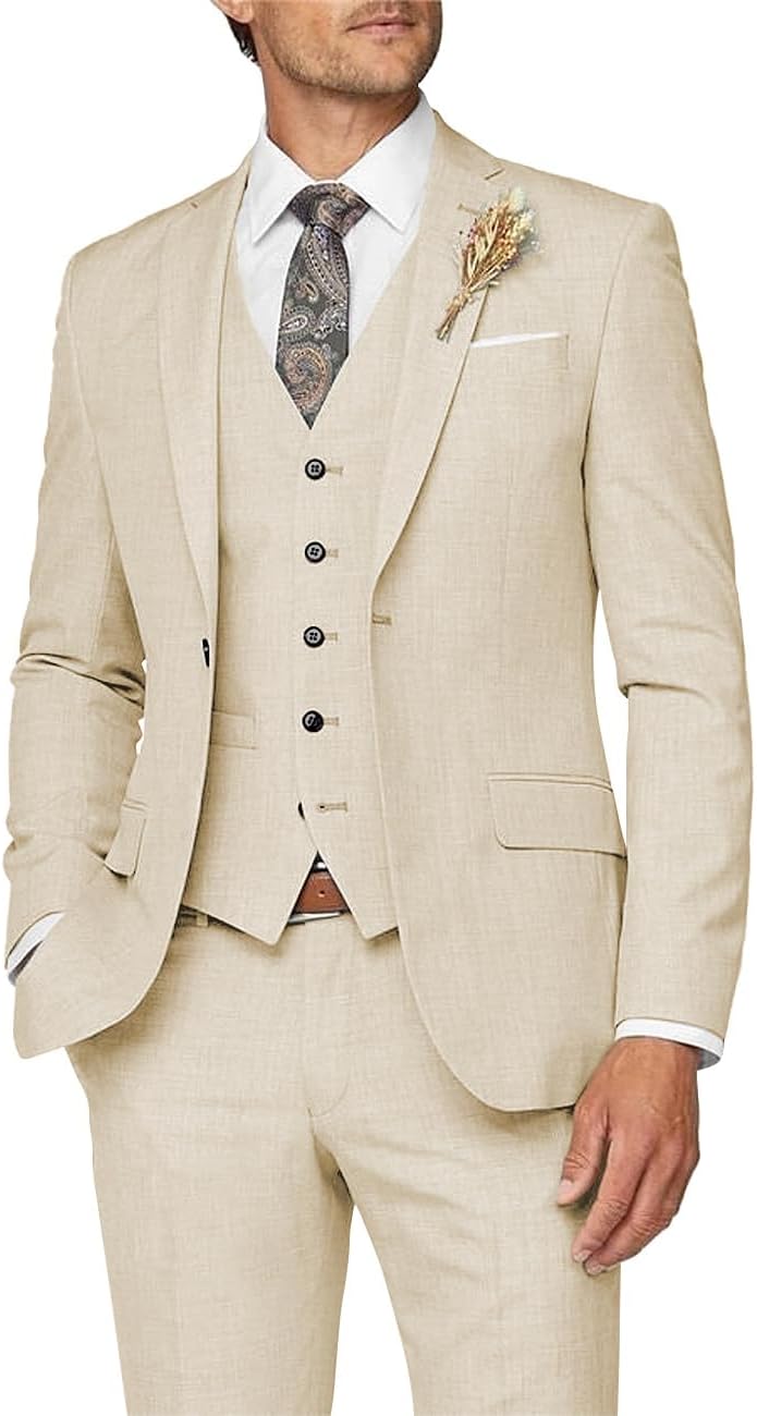 Wangyue Mens Suit 3 Piece Slim Fit for Weddings and Parties