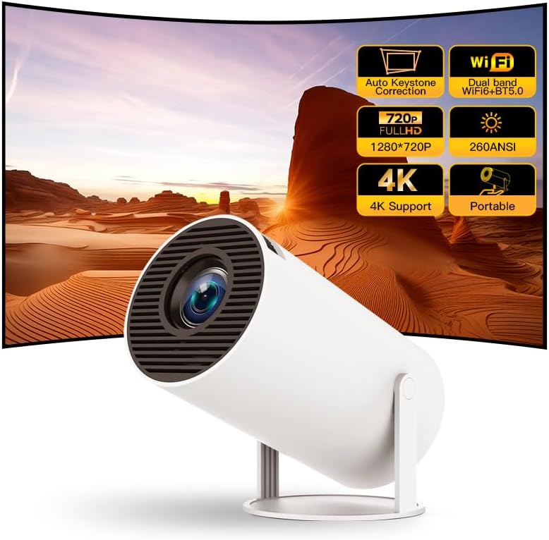 Portable Smart Projector with Android 11, 1080P Support