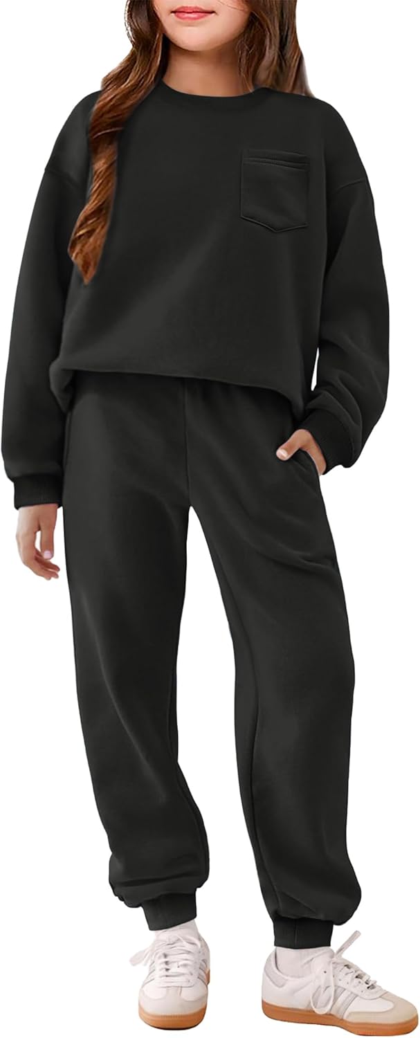 Arshiner Girls Oversized Pullover Sweatshirt and Sweatpants Set