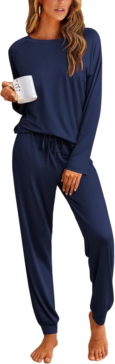 Ekouaer Pajamas Womens Long Sleeve Pj Set for Cozy Comfort