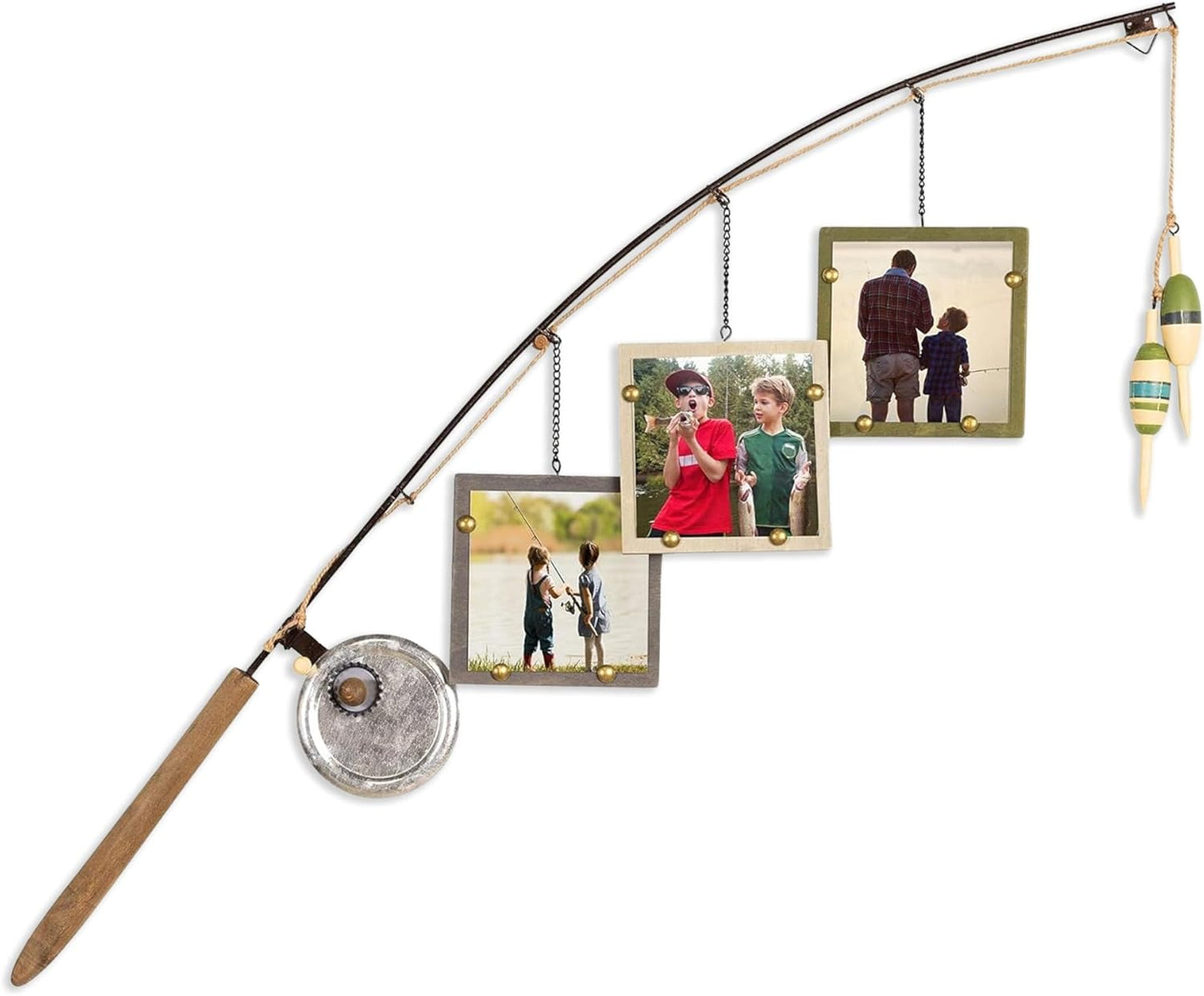Rustic Fishing Pole Photo Frame for Lake House Decor
