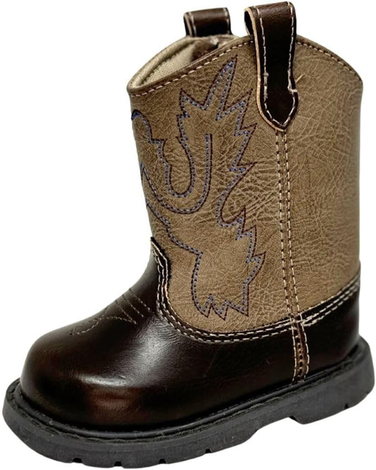 Baby Deer Faux-leather Kids Round Toe Western Boot for Toddlers