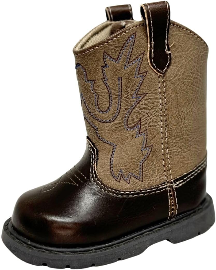 Baby Deer Faux-leather Kids Round Toe Western Boot for Toddlers