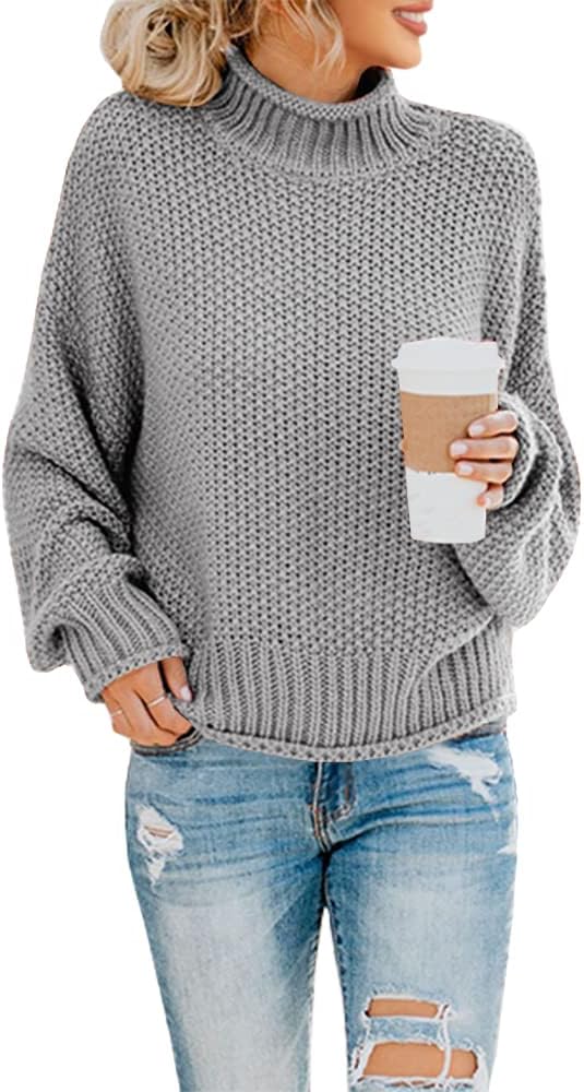 Oversized Turtleneck Sweater for Women - Cozy Knit Jumper