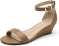 DREAM PAIRS Women's Ingrid Ankle Strap Low Wedge Sandal - Everyday