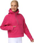 Womens' Half Zip Fleece Crop Hoodie - Warm, Stylish Everyday Layer