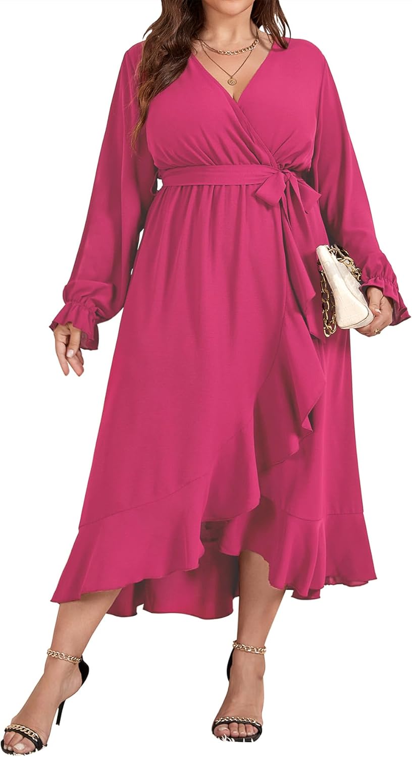 Plus Size Formal Dresses for Women - Fall Long Sleeve Maxi Dress