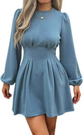 Work Dresses for Women Long Puff Sleeve High Waist A Line - Office