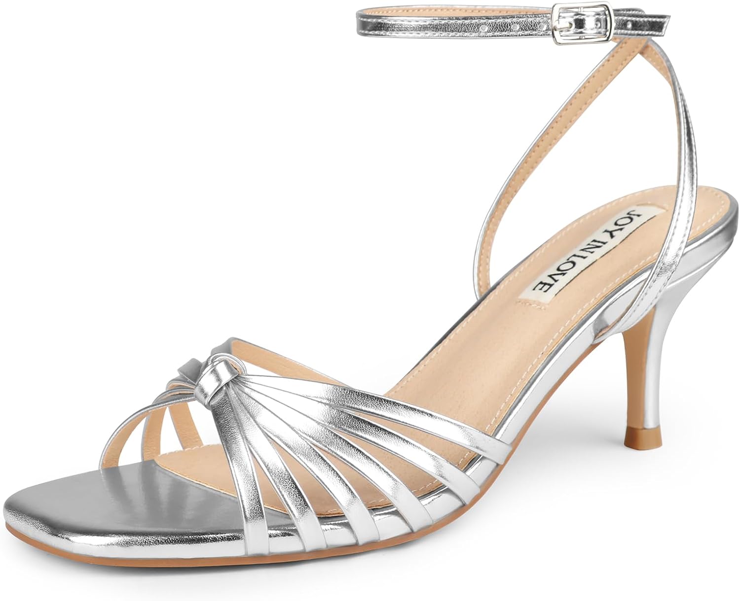 JOY IN LOVE Women's Kitten Low Strappy Heels for Comfort