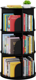 SpaceAid 3 Tier Rotating Bookshelf Tower - Compact 360 Rotate Storage