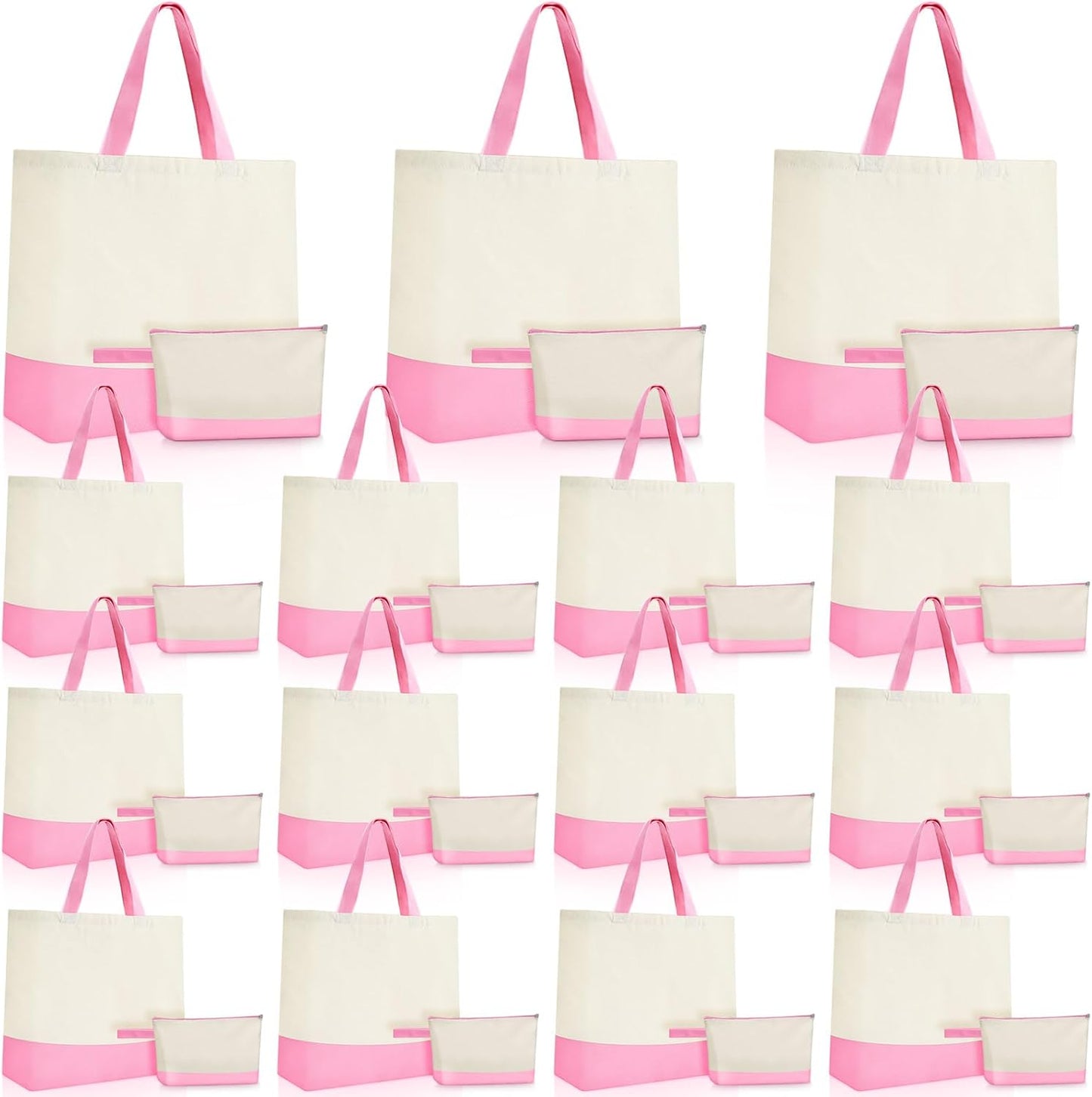 Sanwuta Canvas Tote Bags Bulk with Zipper Pouch for DIY Craft