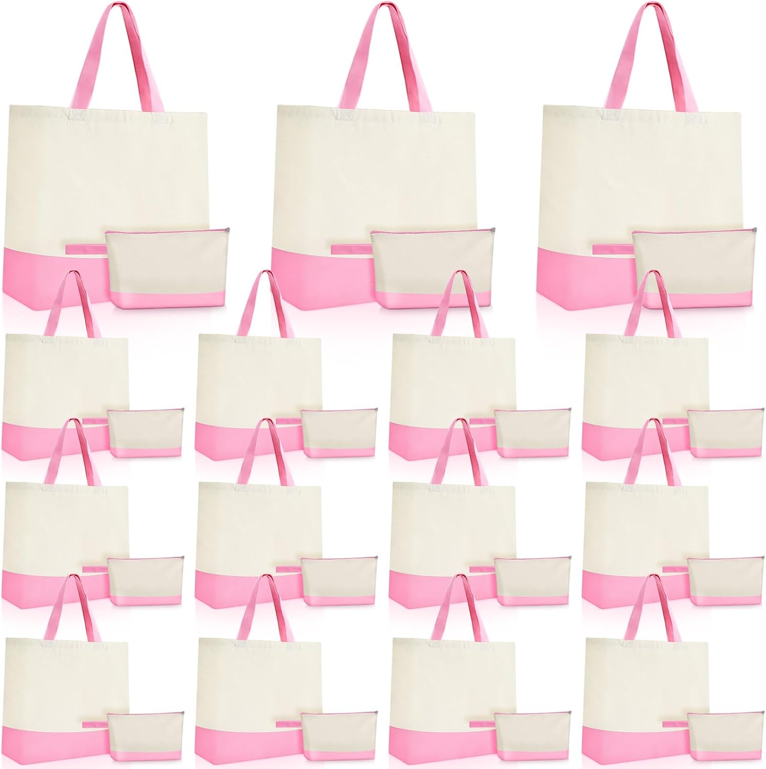 Sanwuta Canvas Tote Bags Bulk with Zipper Pouch for DIY Craft