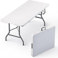 10 Pack 6 ft Foldable Table with Handle & Steel Legs - Heavy Duty
