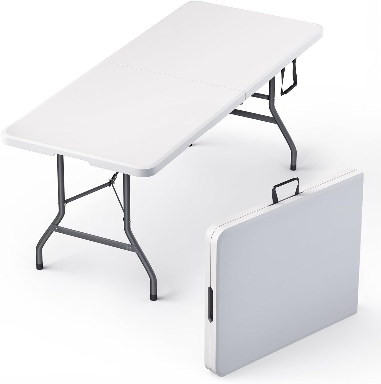 10 Pack of 6 Feet Foldable Table with Built in Handle & Steel Legs