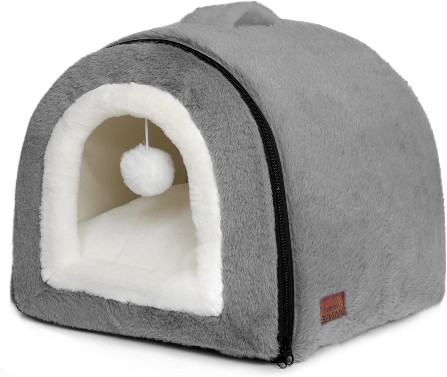 Cat Bed for Indoor Cats - Foldable Cave with Anti-Slip Base