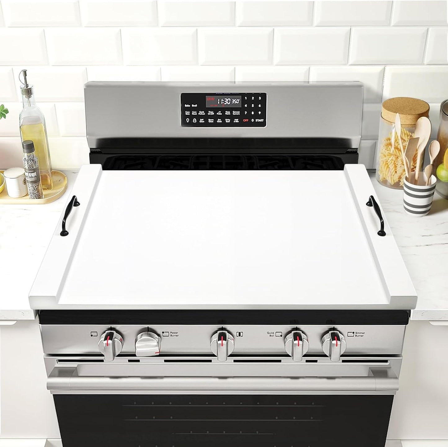 Noodle Board Stove Cover with Handles for Extra Kitchen Space