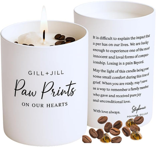 Paw Prints Pet Memorial Candle for Dog Loss Sympathy Gifts