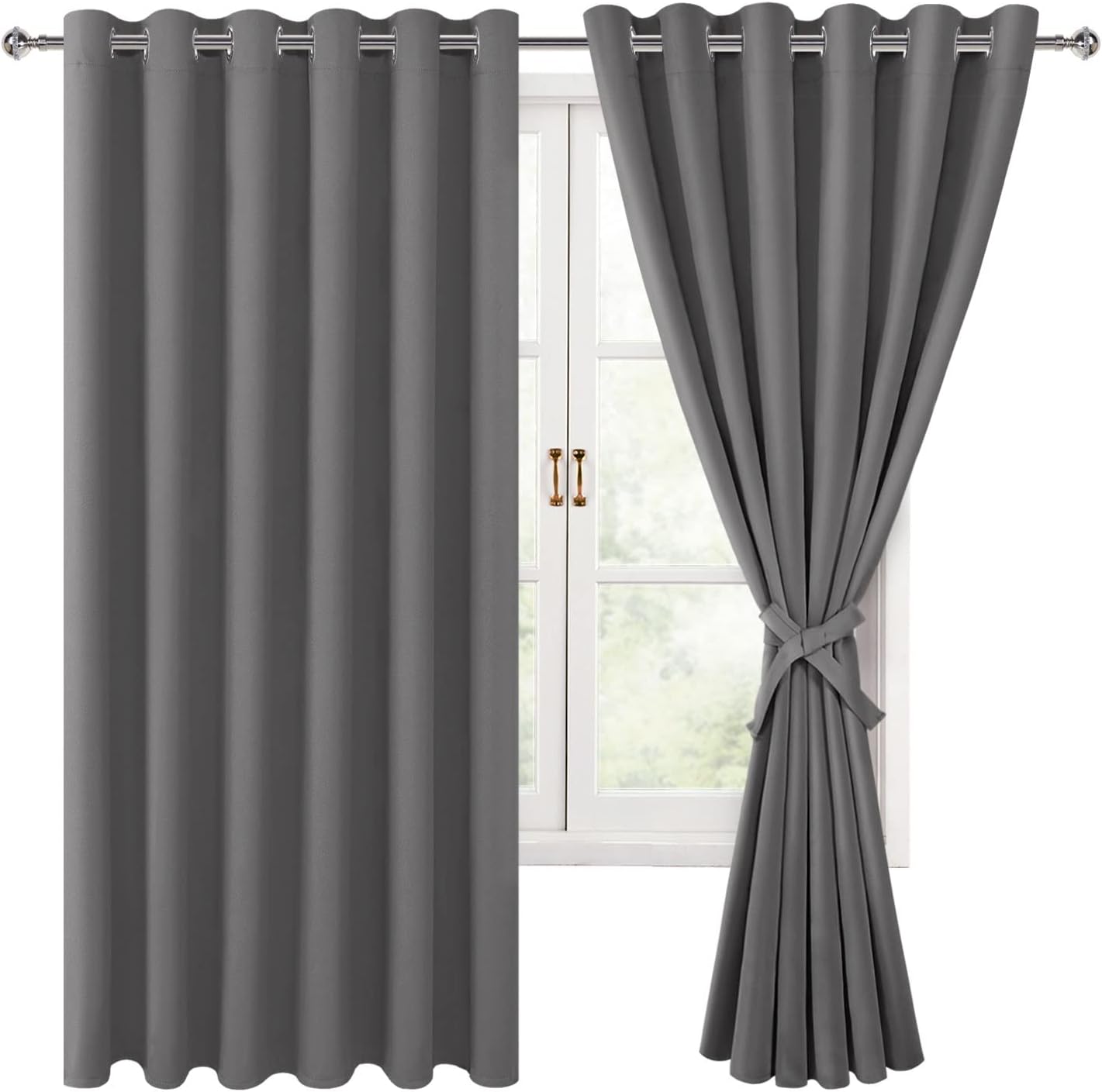 Hiasan Grommet Blackout Curtains for Bedroom - Light Grey
