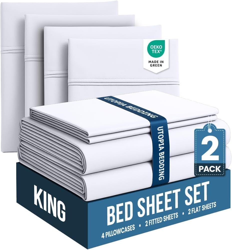 Utopia Bedding King Bed Sheets Set - Soft Microfiber Comfort