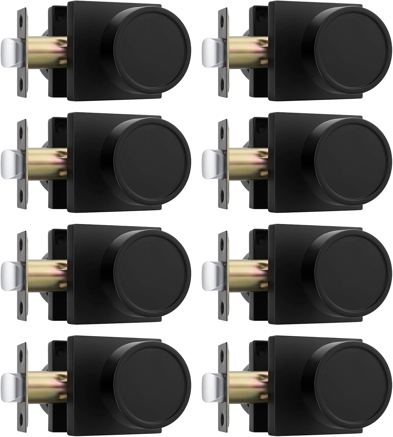 Black Closet Door Knobs Interior, Heavy Duty Zinc Alloy 8 Pack