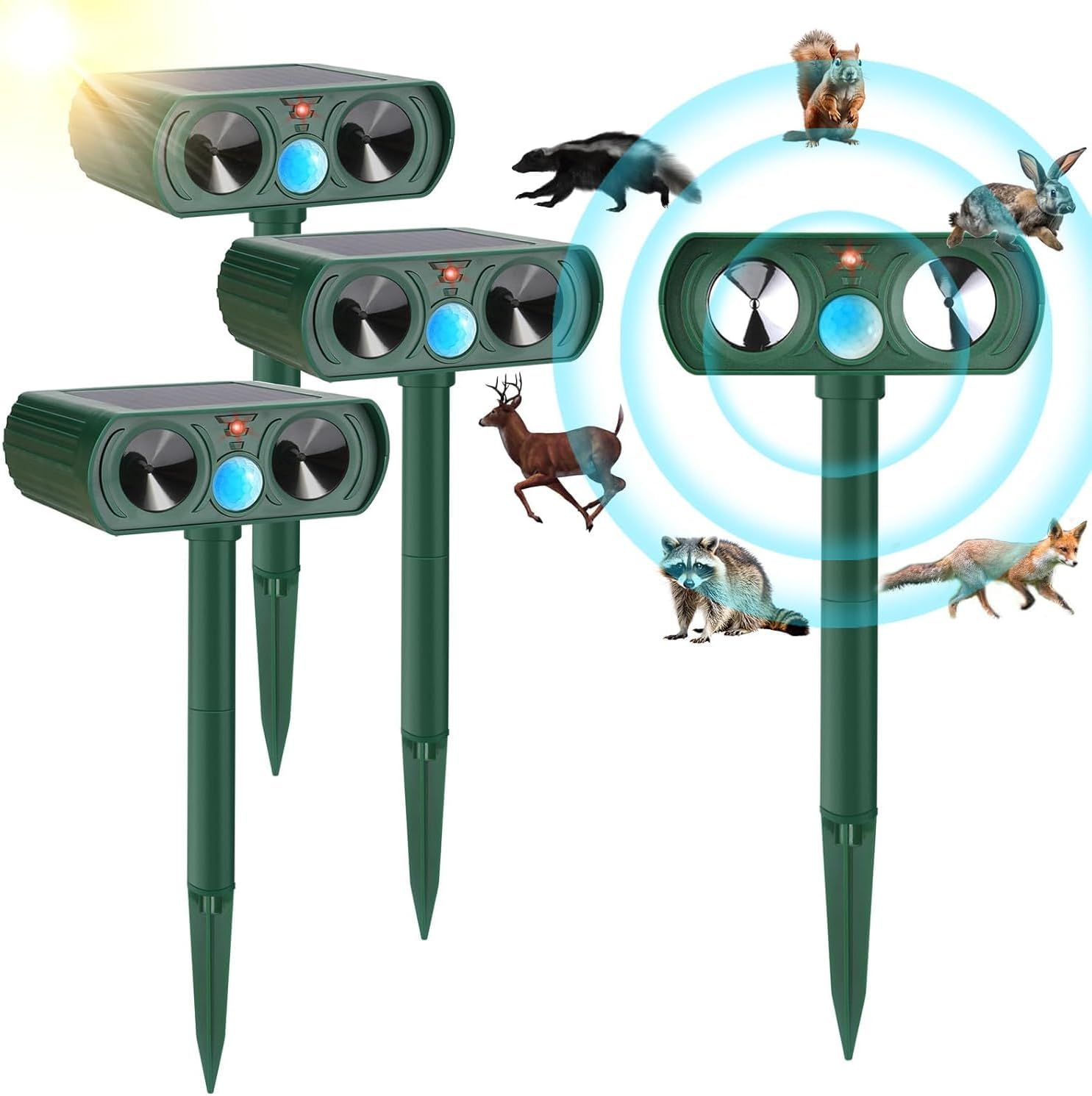 4 Pack Solar Animal Repeller for Effective Outdoor Animal Control