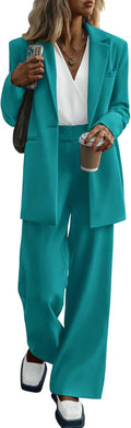 Women Suits 2 Piece Set - Oversized Blazer and Wide Leg Pants
