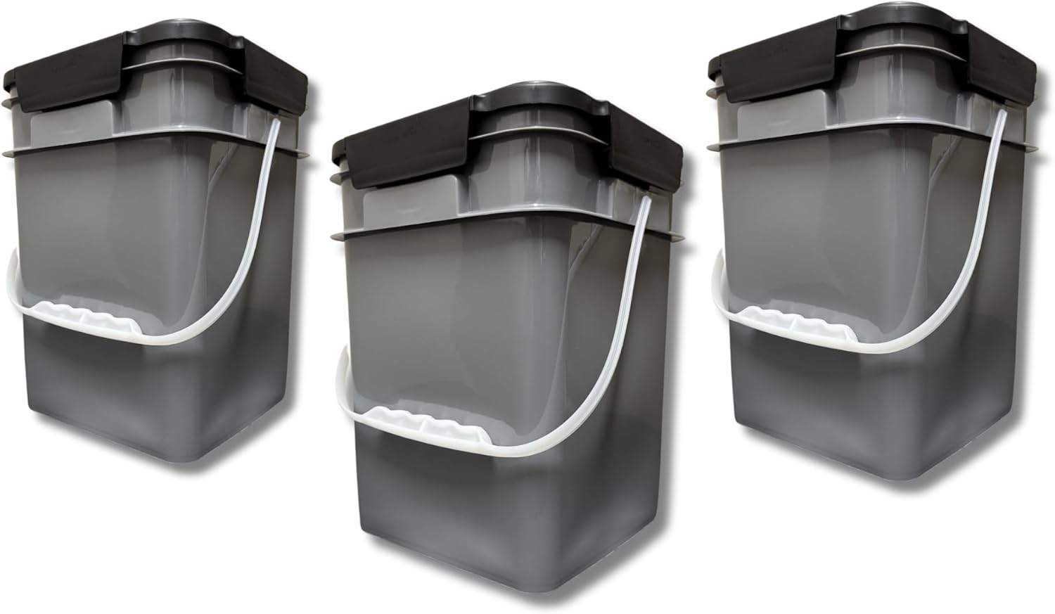 4 Gallon Square Food Grade Bucket Pail Pack of 3 for Storage