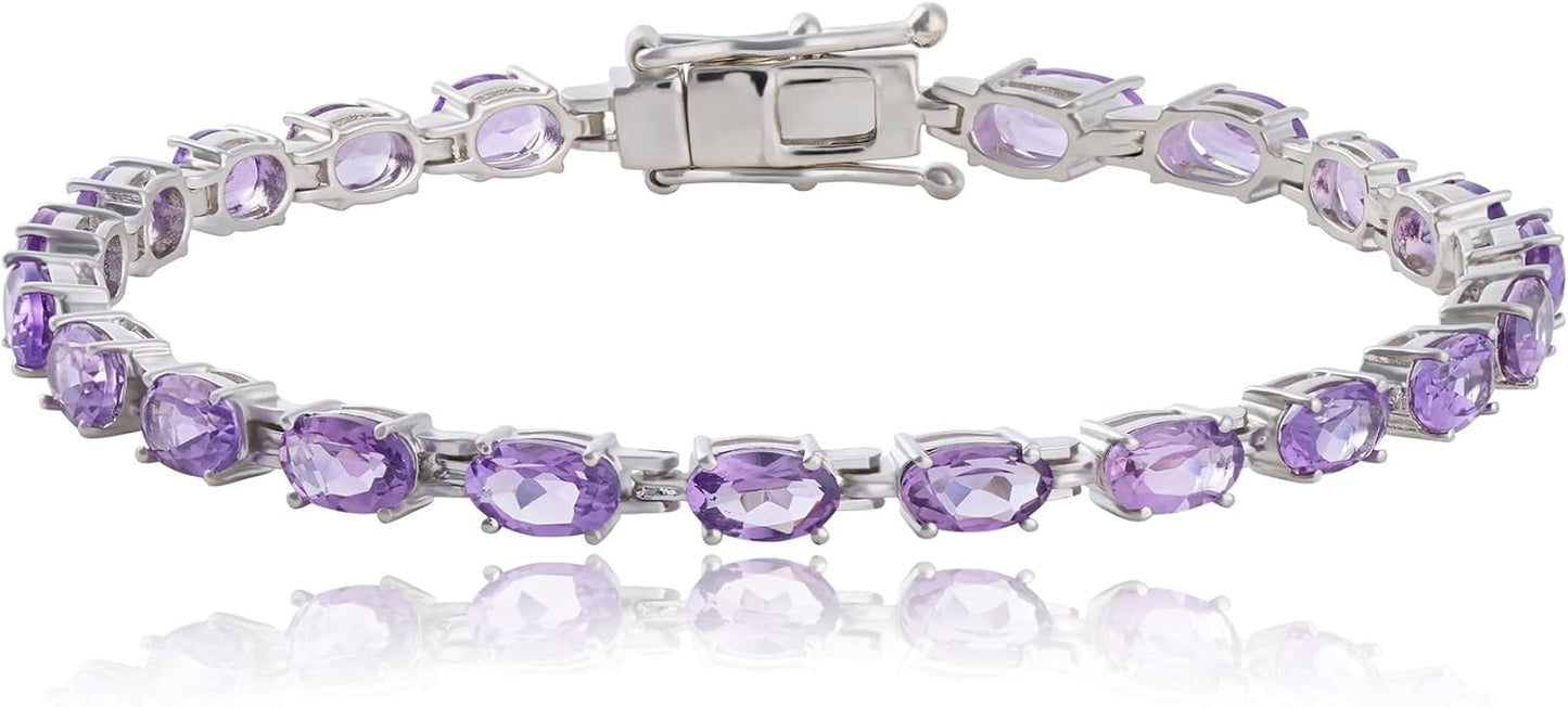 MAX + STONE 925 Sterling Silver Tennis Birthstones Bracelet