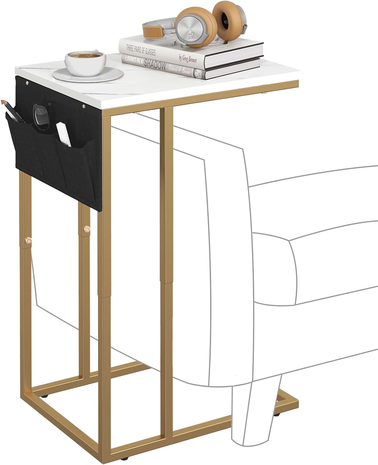 Multifunctional White C Table with Storage Bag - Livofloral