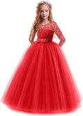 Girls Flower Vintage Floral Lace Dress by IBTOM CASTLE