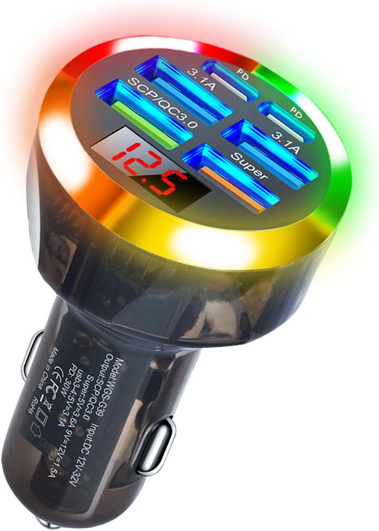 Super Fast Charge 6-in-1 Car Charger - Voltage Display - UYUXIO